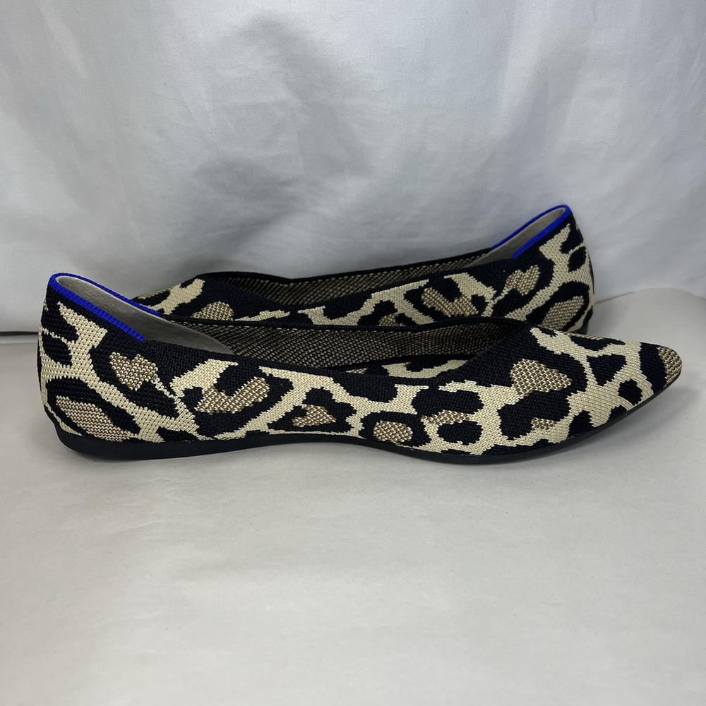 Rothy’s Pointed Toe Flats 11.5 Wild Cat Leopard Cheetah Soft Slip On Womens Shoe - Picture 7 of 13